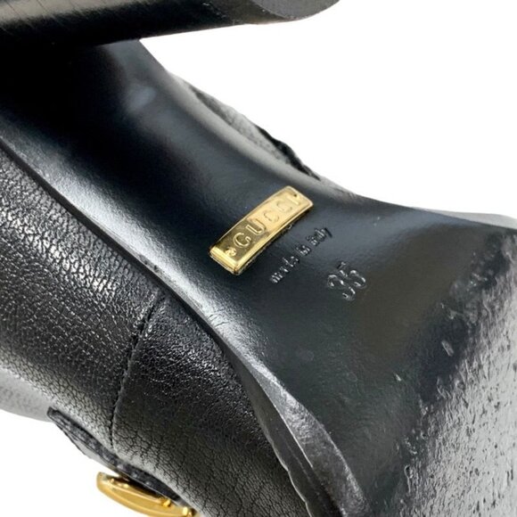Gucci Boots Short Boots Shoes Chain Belt Leather Black main image 9